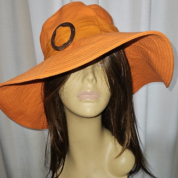 Sun N Sand Chic Orange Wide-Brim Hat‎ with Buckle Packable Pool Vacation Hat main image 6